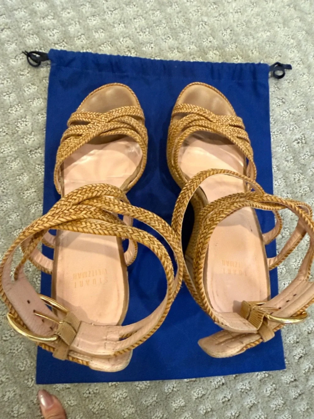 Stuart Weitzman Braided Wedge Platform Sandals in Tan Size 10 - Picture 5 of 10